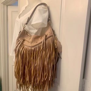 Aldo Ultra Fringe light tan handbag NWOT